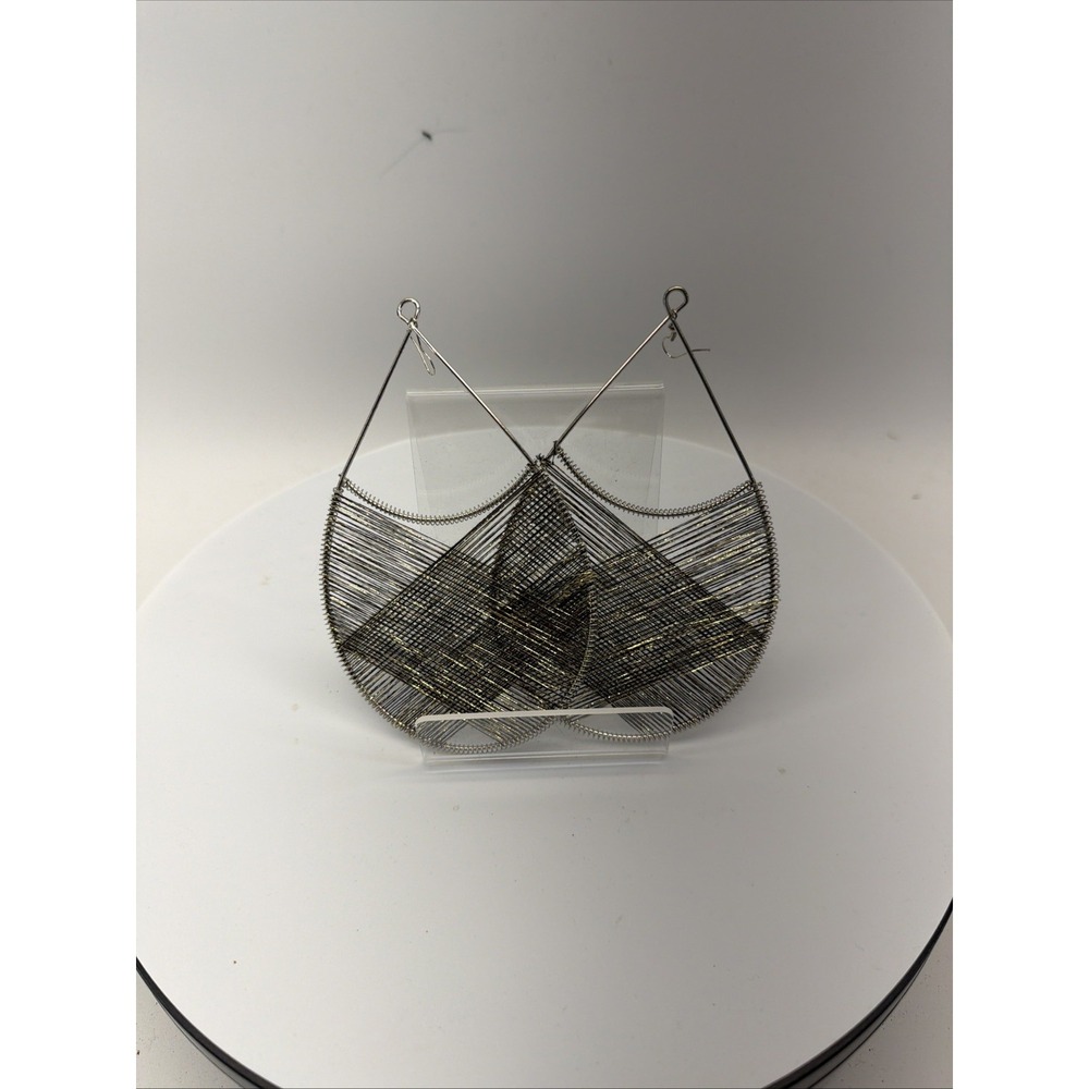 PERUVIAN METALLIC THREAD EARRING - TEARDROP LARGE